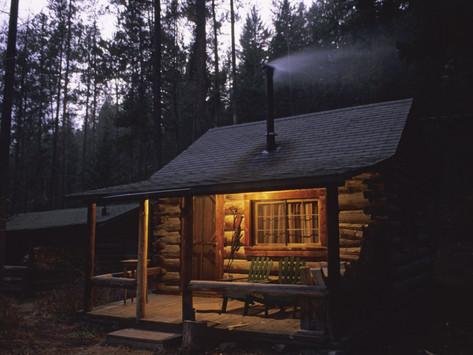 Image result for cabin with smoke and chimney