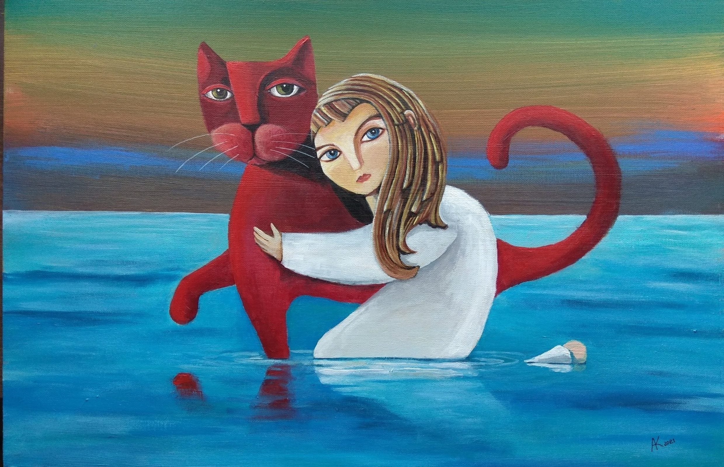 Антон Сержанов - Купание красного коня, 2021, 60×40 см: Описание  произведения | Артхив