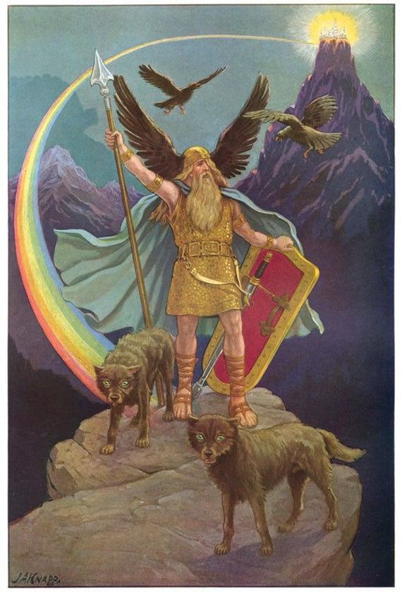 Odin in Asgard by J Augustus Knapp A3/A2/A1 Art Print/Canvas - Etsy  Österreich