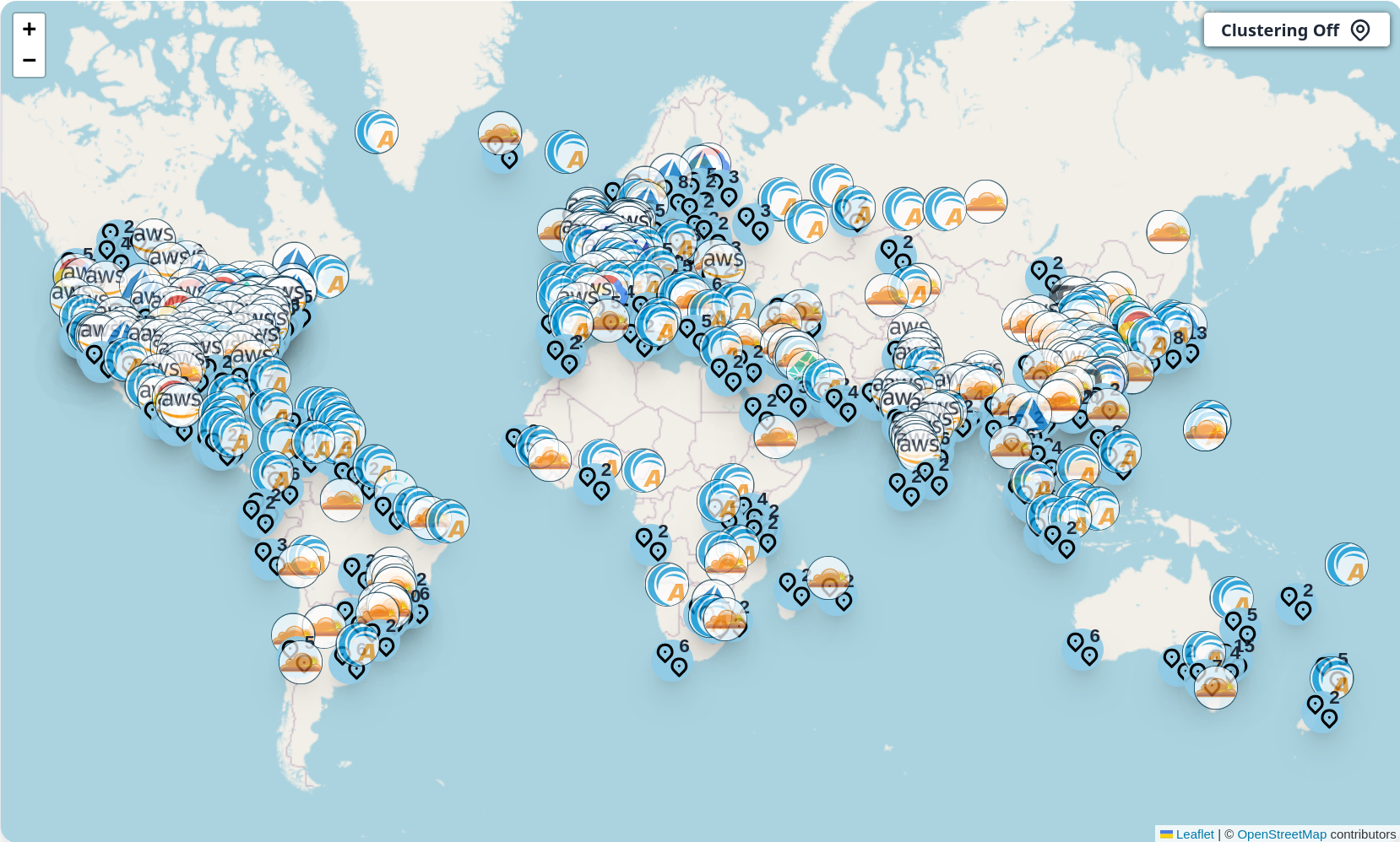 Data centers of all major cloud and hosting provider across the world  (currently 1374 in 670 locations) : r/Maps