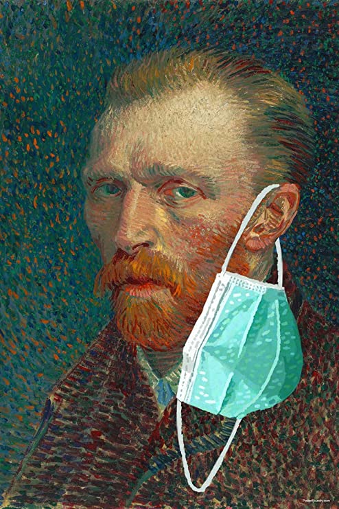 Amazon.com: Vincent Van Gogh Mask Self Portrait Funny Ear Masked Pandemic  Meme Classic Art Parody Cool Wall Decor Art Print Poster 12x18 : Home &amp;  Kitchen