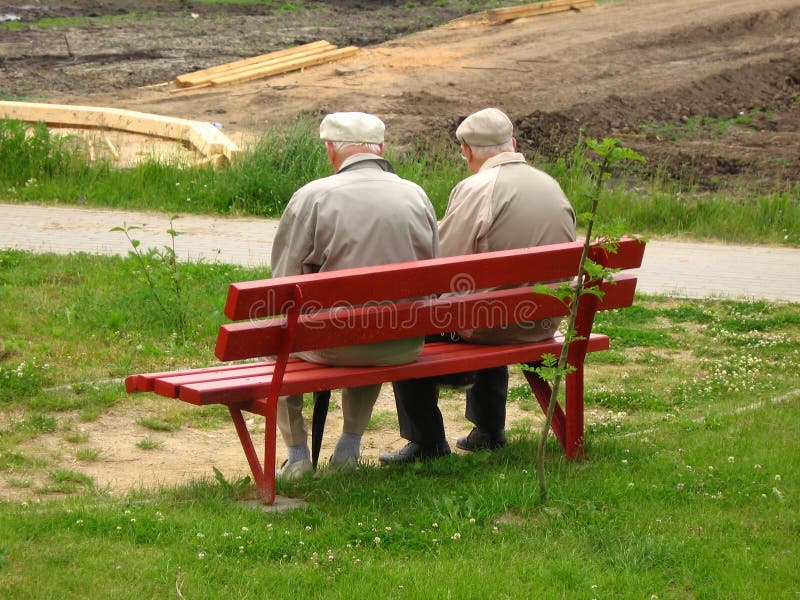 Two Old Man Sitting on the Bench Stock Photo - Image of ...