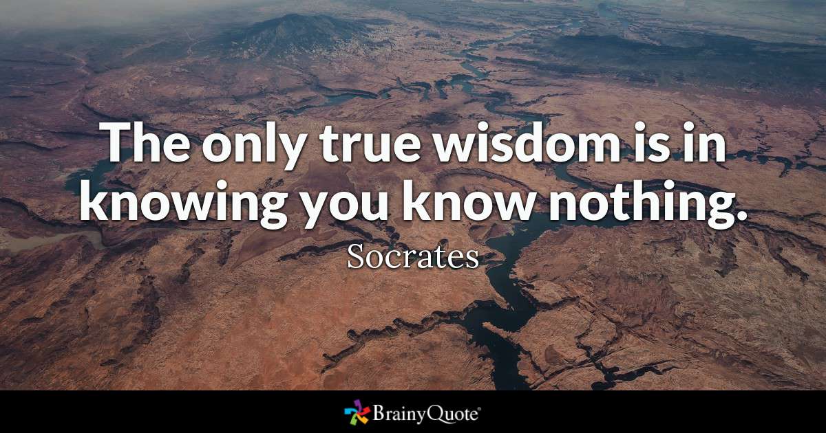 The only true wisdom is in knowing you know nothing. - Socrates