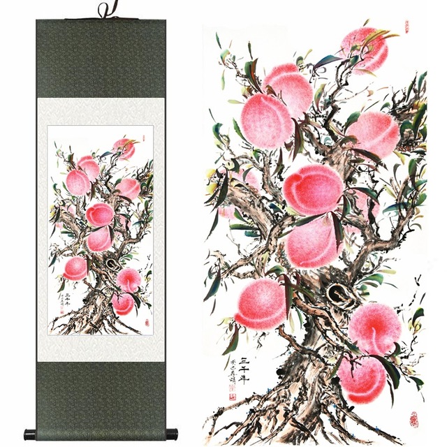 Chinese-Silk-watercolor-longevity-peach-birthday-peaches-fruit-harvest-ink-art-canvas-wall-picture-damask-framed.jpg_640x640.jpg